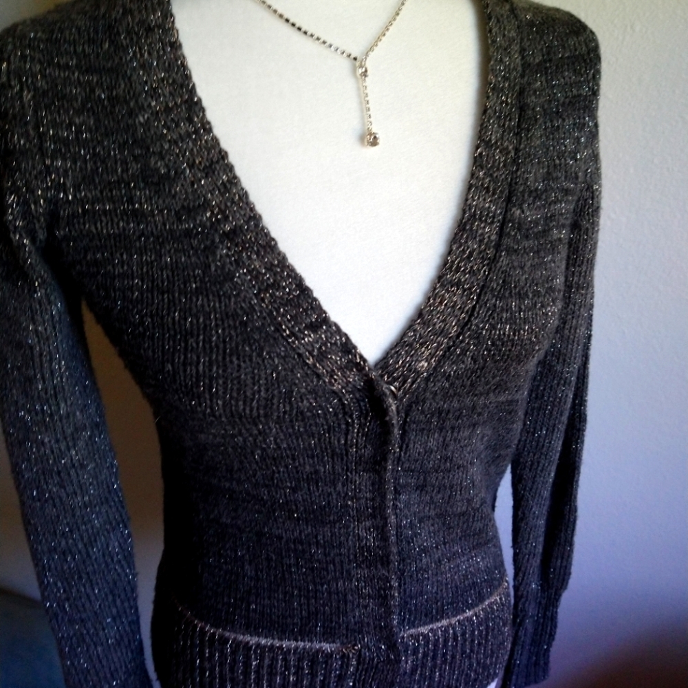 Simply Vera Wang silver metallic cardigan